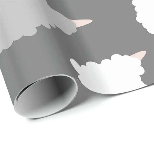 Grijze en witte lam cadeaupapier (Rol Hoek)