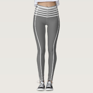 Grijze en witte linnen Patroon Futuristisch Athlet Leggings
