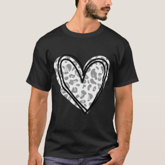 Grijze en witte luipaard afdrukken Harde Valentijn T-shirt