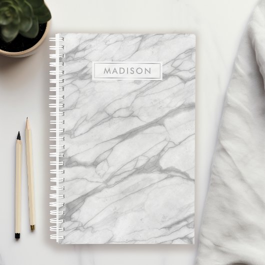 Grijze en Witte Marmer Aangepaste naam Planner