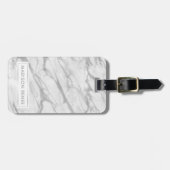 Grijze en witte marmer Stone Persoonlijke naam Bagagelabel (Voorkant horizontaal)