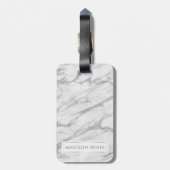 Grijze en witte marmer Stone Persoonlijke naam Bagagelabel (Achterkant verticaal)