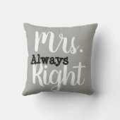 Grijze en witte mevrouw Right Wife/Vriendin Kussen (Achterkant)