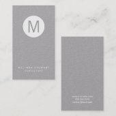 Grijze en witte minieme monogram visitekaartje (Voorkant / Achterkant)