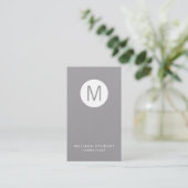 Grijze en witte minieme monogram visitekaartje (Staand voorkant)
