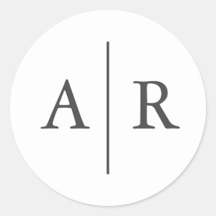 Grijze en witte, minimale elegante envelop, ronde sticker
