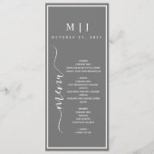 Grijze en witte minimalistische bruiloft menu (Voorkant)