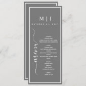 Grijze en witte minimalistische bruiloft menu (Voorkant / Achterkant)