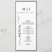Grijze en witte minimalistische bruiloft menu (Voorkant)