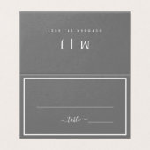 Grijze en witte minimalistische Kaart voor wedtafe (Buitenkant ongevouwen)