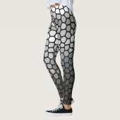 Grijze en witte moderne geometrische mozaïekhoning leggings (Links)