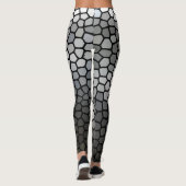 Grijze en witte moderne geometrische mozaïekhoning leggings (Achterkant)