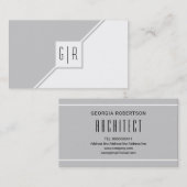 Grijze en witte moderne monogram geometrisch visitekaartje (Voorkant / Achterkant)