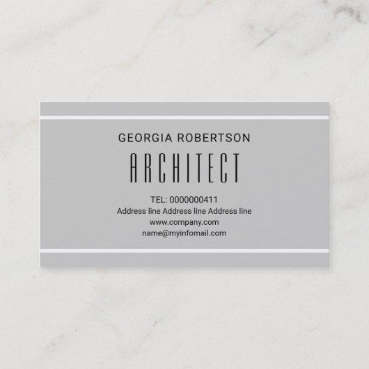 Grijze en witte moderne monogram geometrisch visitekaartje (Achterkant)