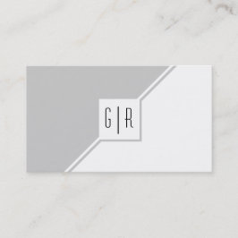 Grijze en witte moderne monogram geometrisch visitekaartje