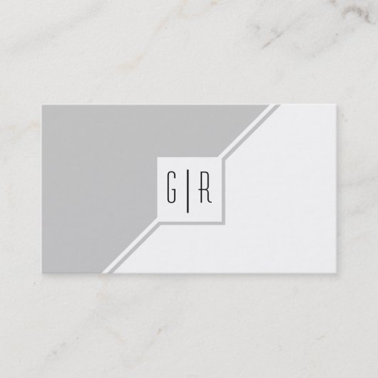 Grijze en witte moderne monogram geometrisch visitekaartje (Voorkant)