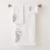 Grijze en witte monogrammen bad handdoek (Insitu)