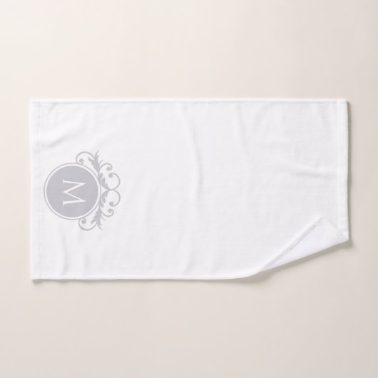 Grijze en witte monogrammen bad handdoek (Handdoek)