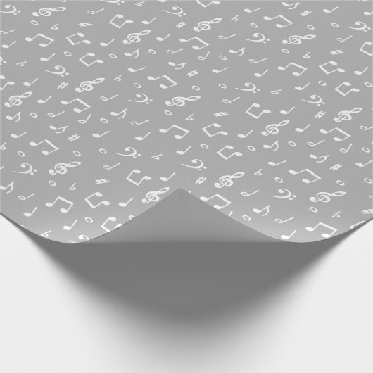 Grijze en witte muzieksymbolen Verpakkingspapier Cadeaupapier (Hoek)