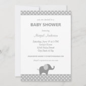 Grijze en witte olifant Polka Dot Baby shower Kaart (Voorkant)