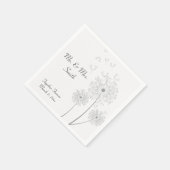 Grijze en witte paardenbloem bruiloft servetten (Hoek)