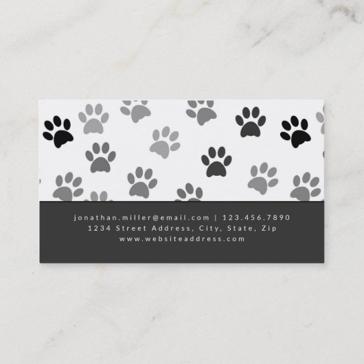 Grijze en witte pagina's | Dog Groomer Visitekaartje (Achterkant)