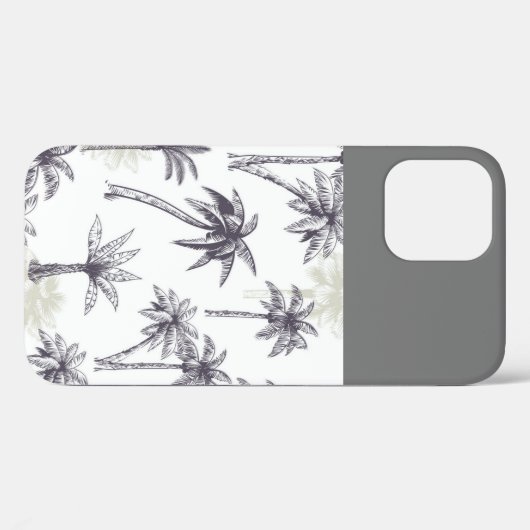 Grijze en witte palmboom Case-Mate iPhone case (Achterkant (horizontaal))