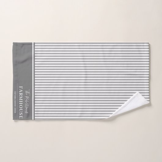 Grijze en witte paniekstrips Aangepaste badhanddoe Bad Handdoek (Handdoek)