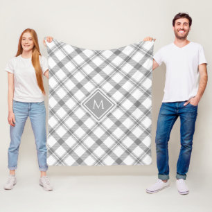 Grijze en witte pannen Tartan Pset en Monogram Fleece Deken