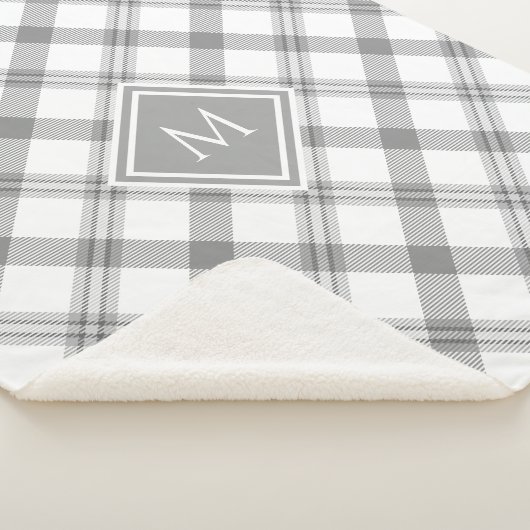 Grijze en witte pannen Tartan Pset en Monogram Sherpa Deken (3/4)