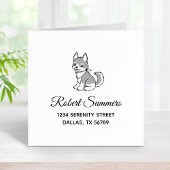 Grijze en witte pap-dog adres rubberstempel