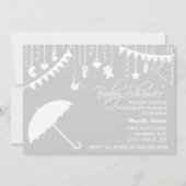 Grijze en witte paraplu, stijlvol, modern baby sho kaart (Voorkant)