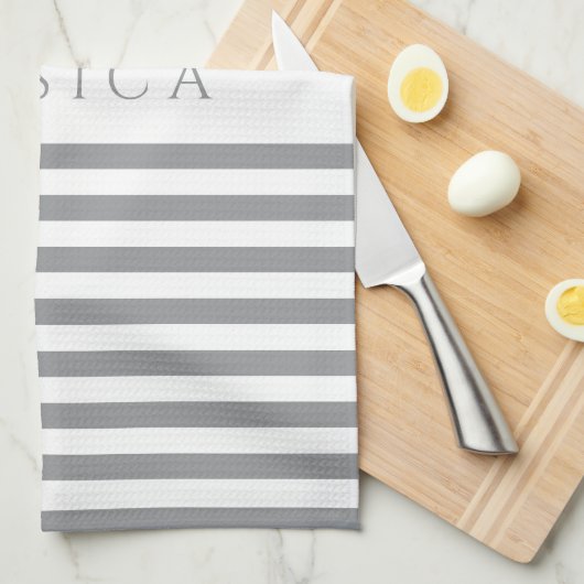 Grijze en witte patroonplaat theedoek (Quarter Fold)