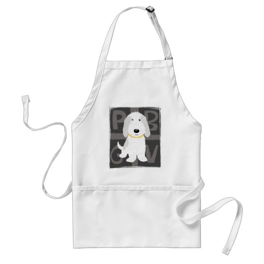 Grijze en witte PBGV Standaard Schort (Voorkant)