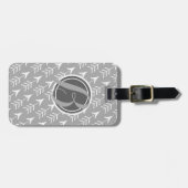 Grijze en witte pijlen met monogram bagagelabel (Voorkant horizontaal)