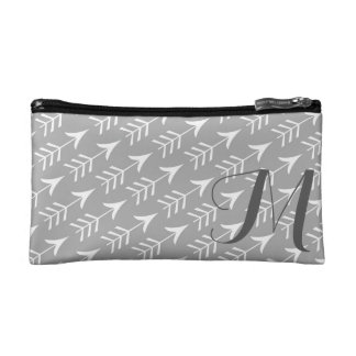 Grijze en witte pijlen met monogram make-up bag