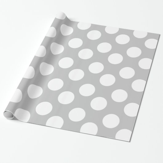 Grijze en witte poka dot Gift Wrapping Paper Cadeaupapier (Uitgerold)