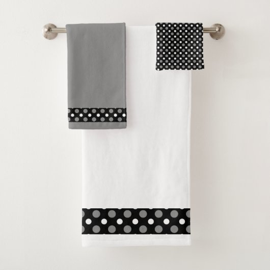Grijze en witte poka Dots Bad Handdoek (Insitu)