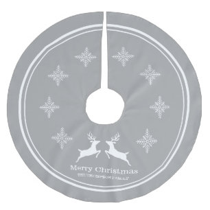 Grijze en witte rendieren met sneeuwvlokken kerst kerstboom rok