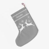 Grijze en witte rendieren met sneeuwvlokken kerst kleine kerstsok (Achterkant (Hangend))