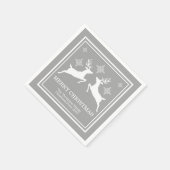 Grijze en witte rendieren met sneeuwvlokken kerst servet (Hoek)