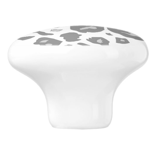 Grijze en witte sneeuwstrook - grijs dierpatroon keramische knop (Zijkant)