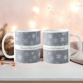 Grijze en Witte Sneeuwvlokken Gepersonaliseerd Koffiemok