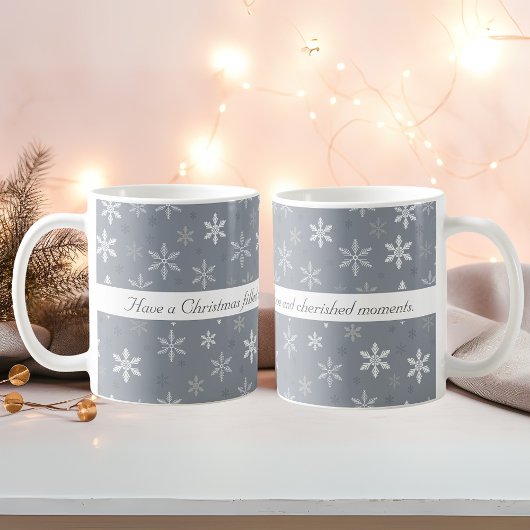 Grijze en Witte Sneeuwvlokken Gepersonaliseerd Koffiemok