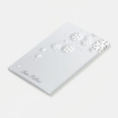 Grijze en witte sneeuwvlokken post-it® notes (Schuin)