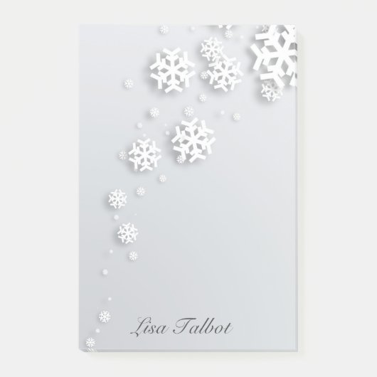 Grijze en witte sneeuwvlokken post-it® notes (Voorkant)