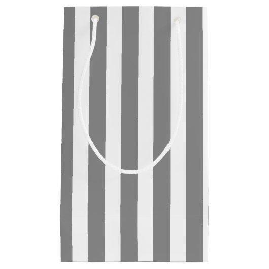 Grijze en witte snoepjes strepen klein cadeauzakje (Voorkant)