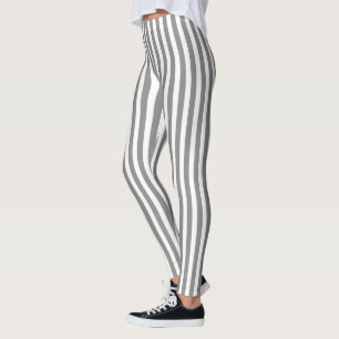 Grijze en witte snoepjes strepen leggings
