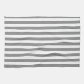 Grijze en witte snoepjes strepen theedoek (Horizontaal)
