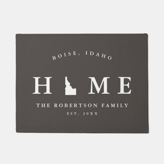 Grijze en witte staat Idaho Map Mat, Doormat Deurmat (Voorkant)